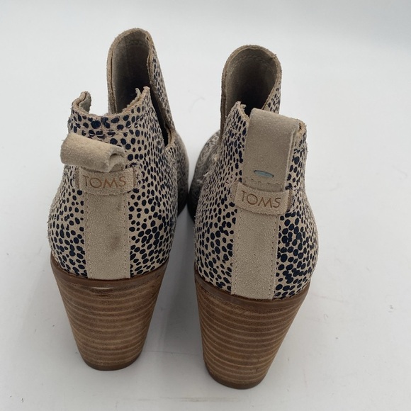 Toms Speckled Ankle Booties Black Cream wedge women 7.5 suede polka dot casual - Picture 5 of 13